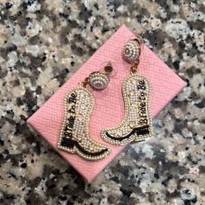 Beaded Cowboy Boot “Bride-to-be” Earrings
